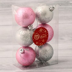 Ёлочные игрушки, шары новогодние , пластик, набор d-5 см, 6 шт Зимнее волшебство