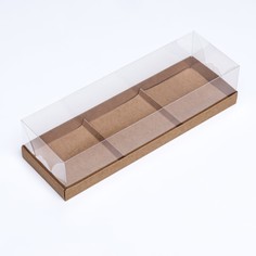 Коробка для муссовых пирожных 3 штуки, 26×8.5×6 крафт Upak Land