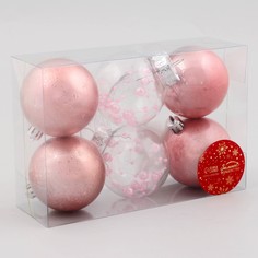 Ёлочные игрушки, шары новогодние , пластик, набор d-6 см, 6 шт Зимнее волшебство