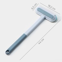 Щетка для окон raccoon, длина 44 см, велюровая насадка 18,2×6,5 см, щетка для одежды 18,2×2 см, пластиковая щетка 2×14,5 см, силиконовый сгон 18,2 см