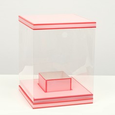 Коробка для цветов с вазой и pvc окнами складная, насыщенно-розовый, 23 х 30 х 23 см Upak Land