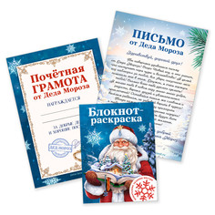 Подарочный набор новогодний, письмо от деда мороза, блокнот-раскраска, грамота Art Fox