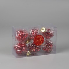 Ёлочные игрушки, шары новогодние , пластик, набор d-6 см, 6 шт Зимнее волшебство