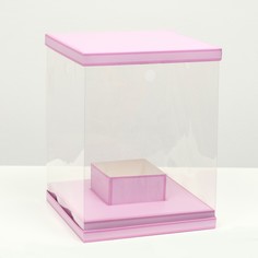 Коробка для цветов с вазой и pvc окнами складная, сиреневый, 23×30×23 см Upak Land