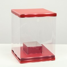 Коробка для цветов с вазой и pvc окнами складная, красный, 23 х 30 х 23 см Upak Land