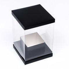 Коробка для цветов с вазой и pvc окнами, складная, 16 х 23 х 16 см, черный Upak Land