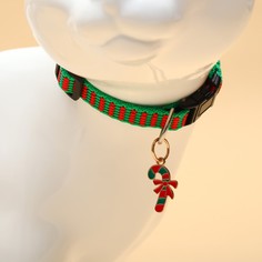 Ошейник для кошек новогодний с бантом и подвесом Пижон