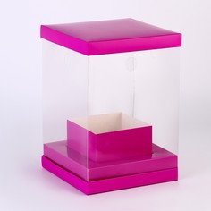 Коробка для цветов с вазой и pvc окнами складная, 16×23×16 см, однотонный, лаванда Upak Land