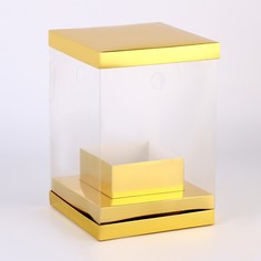 Коробка для цветов с вазой и pvc окнами складная, 16×23×16 см, золото Upak Land