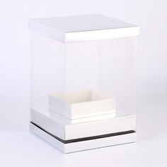 Коробка для цветов с вазой и pvc окнами складная, 16×23×16 см, серебро Upak Land