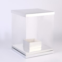 Коробка для цветов с вазой и pvc окнами складная, 23×30×23 см, серебро Upak Land