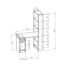 Стол письменный спл-2, 1150х600х1828, дуб сонома/белый глянец Клик Мебель
