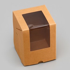 Коробка сборная с окном, крафт, 12,5 х 9,5 х 9,5 см Upak Land