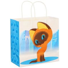 Пакет подарочный, 22х22х11 см, крафт, упаковка, котенок гав Союзмультфильм