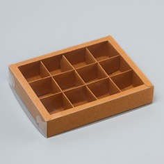 Коробка для 12 конфет, 19×15×3.5 см. кондитерская упаковка Upak Land