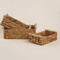 Корзины для хранения sl home, плетеные, ручной работы, 3 шт: 27×16×9 см, 31×20×12 см, 35×24×13 см