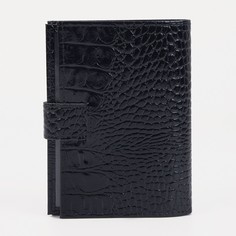 Обложка для документов 3 в 1: для автодокументов, паспорта, купюр на кнопке textura, цвет черный