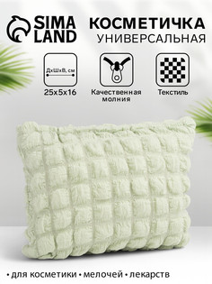 Косметичка на молнии простая, большая, мягкая, зеленая No Brand