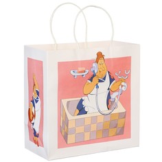 Пакет подарочный, 22х22х11 см, крафт, упаковка, малыш и карлсон Союзмультфильм
