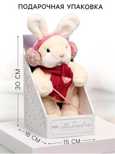 Мягкая игрушка little friend, зайка на лыжах, красный шарф, 38 см Milo Toys