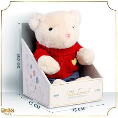 Мягкая игрушка на новый год little friend, мишка в красном свитере, 21 см Milo Toys