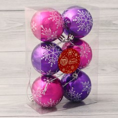 Ёлочные игрушки, шары новогодние , пластик, набор d-6 см, 6 шт Зимнее волшебство