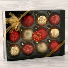 Ёлочные игрушки, шары новогодние , пластик, набор d-6 см, 12 шт Зимнее волшебство