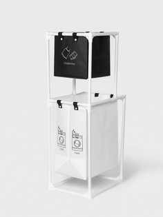 Корзина для белья складная доляна, 28×39×95 см, черная, белая