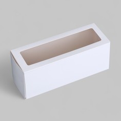 Коробка под рулет с окном, белая 27.5×11×10 см. кондитерская упаковка No Brand