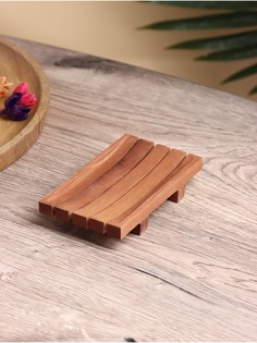 Мыльница, дерево джати, 13×7×2 см, коричневая No Brand