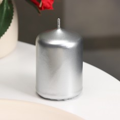 Свеча - цилиндр, 4х6 см, 9 ч, серебро Дарим красиво