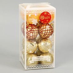 Ёлочные игрушки, шары новогодние , пластик, набор d-6 см, 16 шт Зимнее волшебство