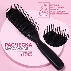 Расческа массажная, вентилируемая, 4,5 × 21 см, цвет черный QF