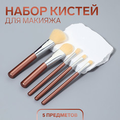 Набор кистей для макияжа, 5 предметов, цвет розовый QF