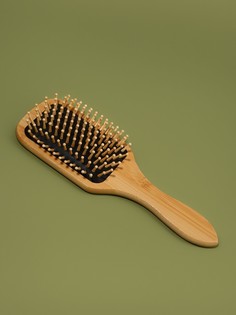 Расческа массажная bamboo, бамбуковая, прямоугольная, 24×8 см, коричневая QF