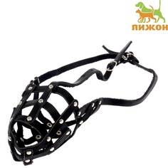 Намордник кожаный сетчатый с перемычкой №3,овчарка,(длина по носу 11 см, обхват морды 30 см), Пижон