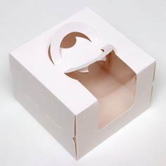Коробка под бенто-торт с окном, белая, 13.5×13.5×10 см Upak Land