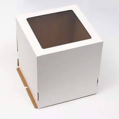 Коробка под торт с окном, белая, 26.5×26.5×29 см Upak Land