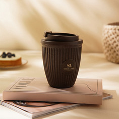 Стакан для кофе sl home, 250 мл, 9,5×12,5 см, с крышкой, цвет коричневый