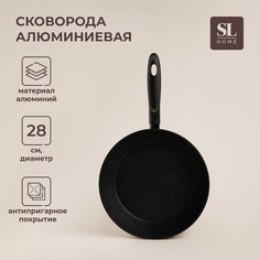 Сковорода с высоким бортом sl home, d=28 см, h=7,5 см, кованый алюминий, антипригарное покрытие, индукция, черная