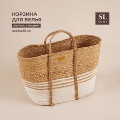 Корзина для белья плетеная sl home orden, хлопок, гиацинт, 42×24×35 см