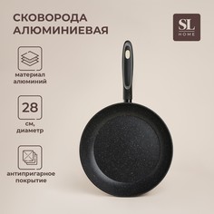 Сковорода sl home, d=28, h=5 см, кованый алюминий, антипригарное покрытие, индукция, черная