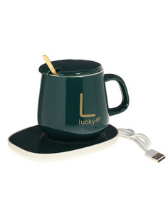 Подставка с подогревом lsk-1501, кружка, от usb, 16 вт, зеленая No Brand