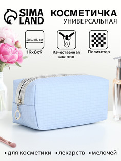 Косметичка женская на молнии, маленькая, объемная, голубая No Brand