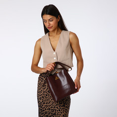 Сумка женская на винтовом замке textura, маленький размер, цвет коричневый