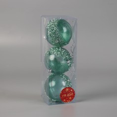 Ёлочные игрушки, шары новогодние , пластик, набор d-8 см, 3 шт Зимнее волшебство