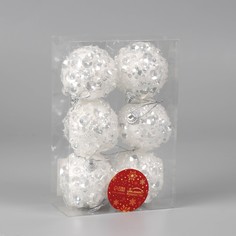 Ёлочные игрушки, шары новогодние , пластик, набор d-6 см, 6 шт Зимнее волшебство