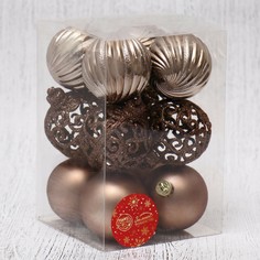 Ёлочные игрушки, шары новогодние , пластик, набор d-6 см, 12 шт Зимнее волшебство