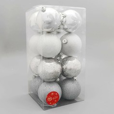 Ёлочные игрушки, шары новогодние , пластик, набор d-8 см, 16 шт Зимнее волшебство