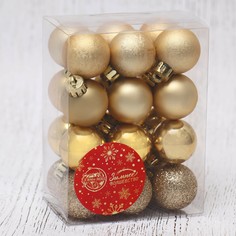 Ёлочные игрушки, шары новогодние , пластик, набор d-3 см, 24 шт Зимнее волшебство